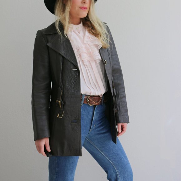 1970's Richard of Mayfair Leather Jacket // Women's Size Extra Small to Small - Picture 4 of 7